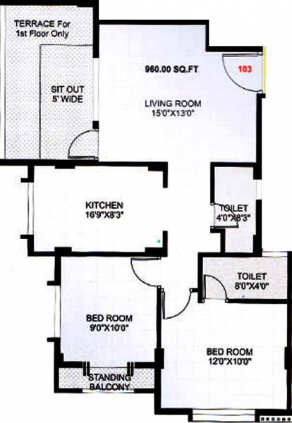 Aditya Pride Jupiter (2BHK+2T (960 sq ft) 960 sq ft)