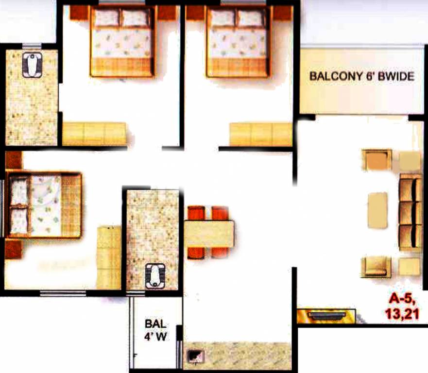 Aditya Pride Tower (3BHK+2T (1,245 sq ft) 1245 sq ft)