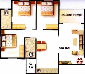 Aditya Pride Tower (3BHK+2T (1,225 sq ft) 1225 sq ft)