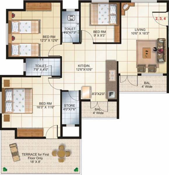 Aditya Developers Pride Villa (3BHK+3T (1,175 sq ft) 1175 sq ft)