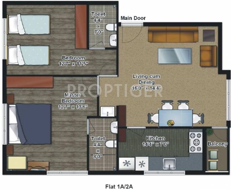 Daffodils Springz (2BHK+2T (1,062 sq ft) 1062 sq ft)