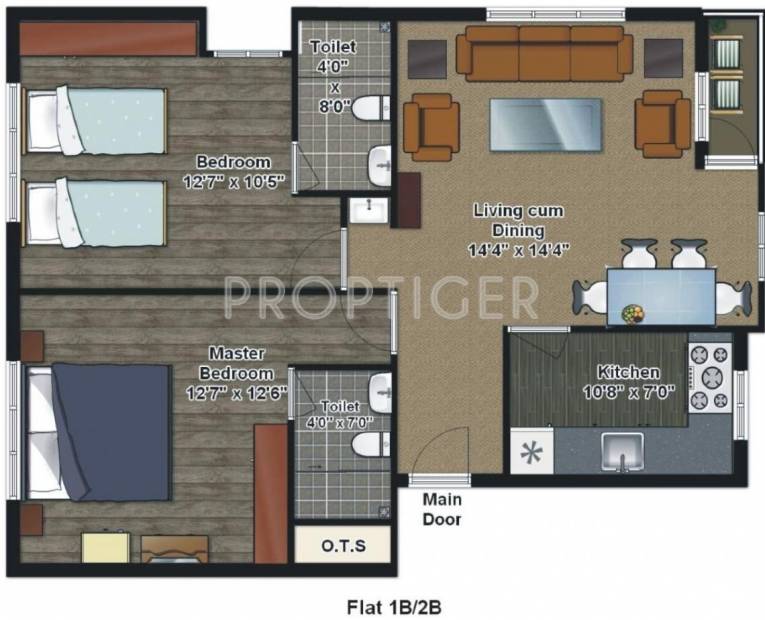 Daffodils Springz (2BHK+2T (1,058 sq ft) 1058 sq ft)