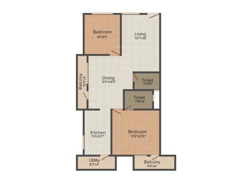 Golden Opera White House (2BHK+2T (1,198 sq ft) 1198 sq ft)