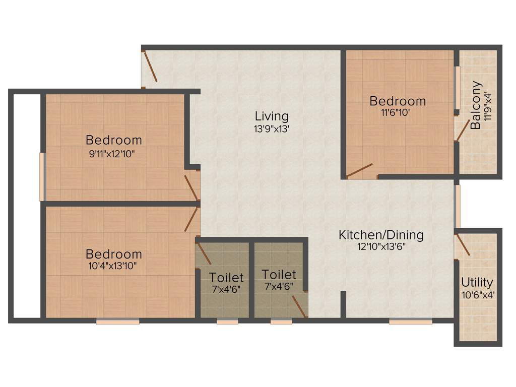 Golden Opera White House (3BHK+3T (1,268 sq ft) 1268 sq ft)