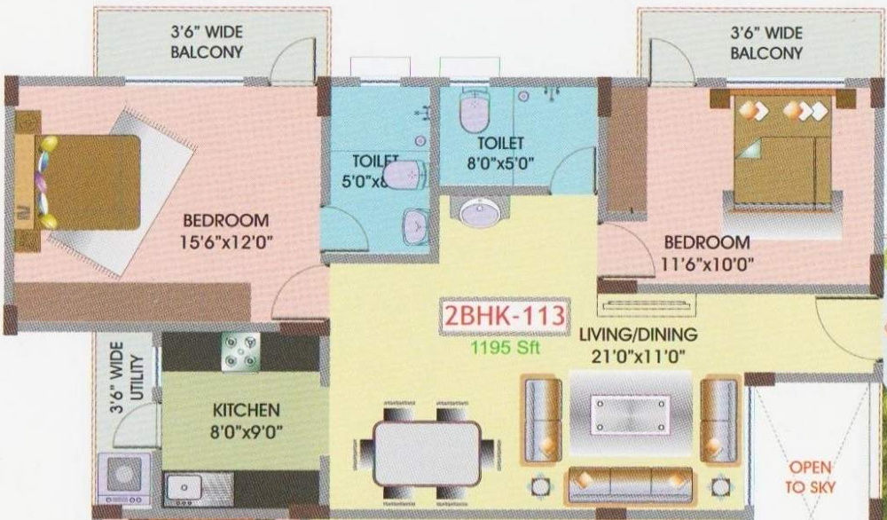 Upkar Oakland (2BHK+2T (1,195 sq ft) 1195 sq ft) Upkar Oakland (2BHK+2T (1,195 sq ft) 1195 sq ft)