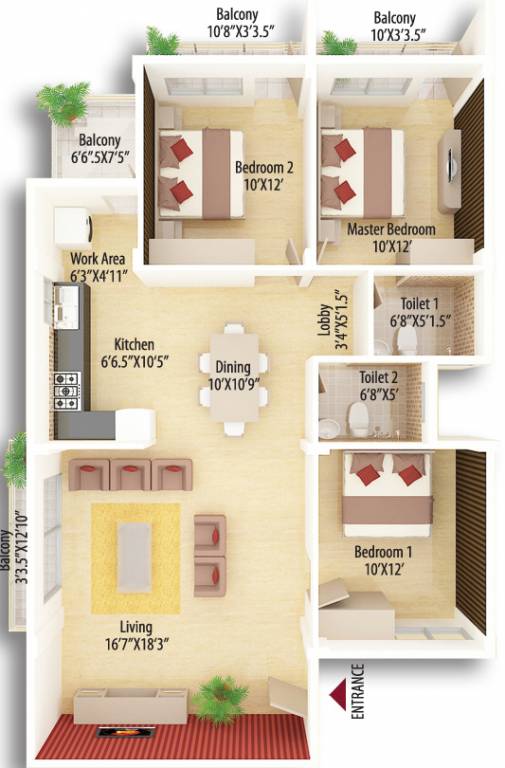 CoEvolve Estates Alcazar (3BHK+2T (1,527 sq ft) 1527 sq ft)