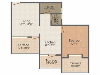 Avishkar Blueberry (1BHK+1T (636 sq ft) 636 sq ft)