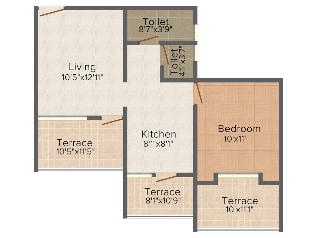 Avishkar Blueberry (1BHK+1T (636 sq ft) 636 sq ft)