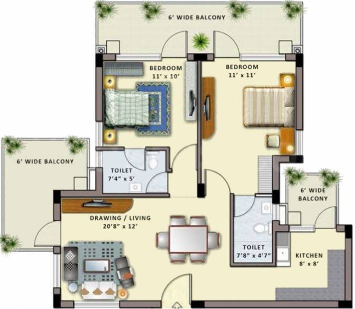 Shiv Park 1 Apartments (2BHK+2T (1,310 sq ft) 1310 sq ft)