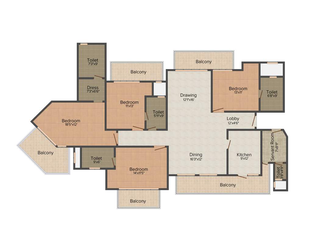 Bestech Park View Spa Next (4BHK+5T (2,685 sq ft)   Servant Room 2685 sq ft)