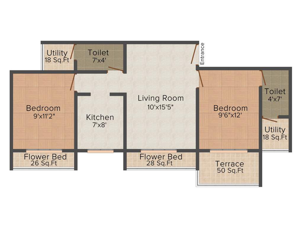 4th Apple Oak Residency (2BHK+2T (1,035 sq ft) 1035 sq ft)