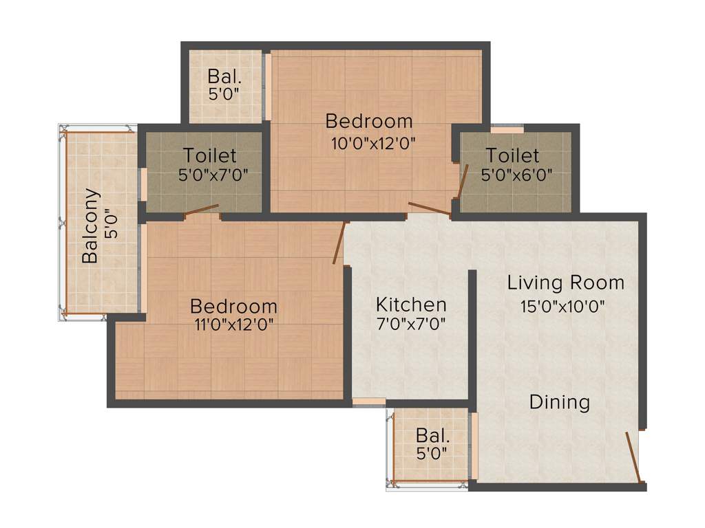 Gaursons 11th Avenue (2BHK+2T (930 sq ft) 930 sq ft)