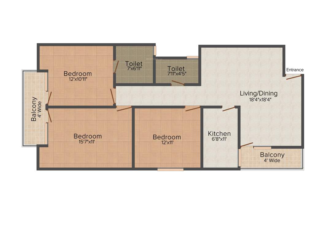 Tulsi Shri Tulsi Diamond (3BHK+2T (1,560 sq ft) 1560 sq ft)