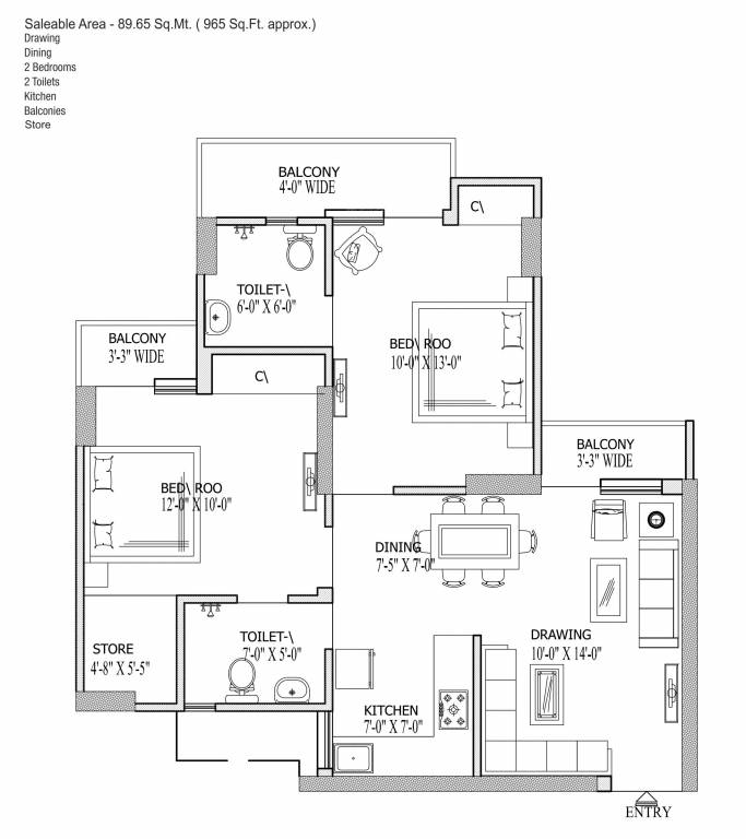 Gaursons 5th Avenue (2BHK+2T (965 sq ft) 965 sq ft) Gaursons 5th Avenue (2BHK+2T (965 sq ft) 965 sq ft)