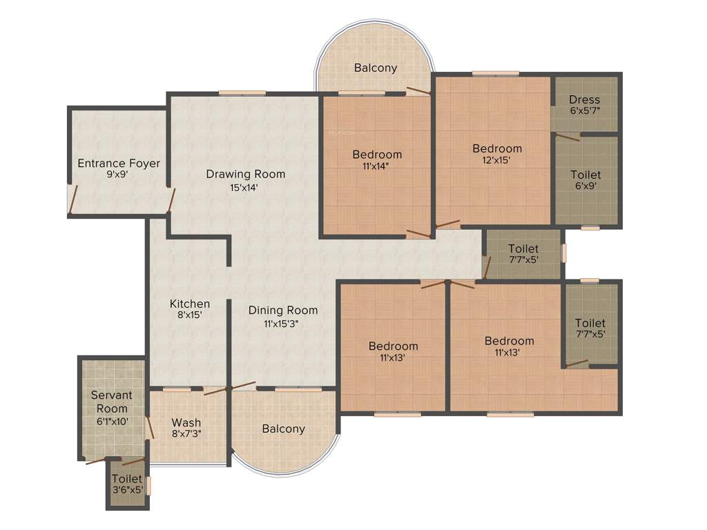 Paras Paras Emperor (4BHK+3T (2,633 sq ft) + Servant Room 2633 sq ft)