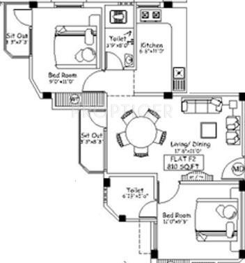 Varaha Venus (2BHK+2T (810 sq ft) 810 sq ft)