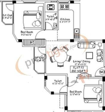 Varaha Venus (2BHK+2T (810 sq ft) 810 sq ft)