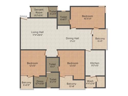 Tulsi Shri Tulsi Sky City (3BHK+3T (1,750 sq ft) + Servant Room 1750 sq ft)