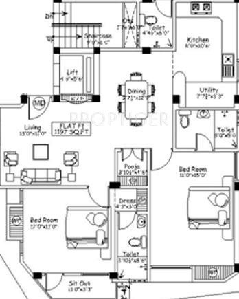 Varaha Venus (2BHK+2T (1,197 sq ft) 1197 sq ft)