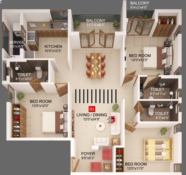Acacia Krishna Kamalam (3BHK+3T (1,651 sq ft) 1651 sq ft)