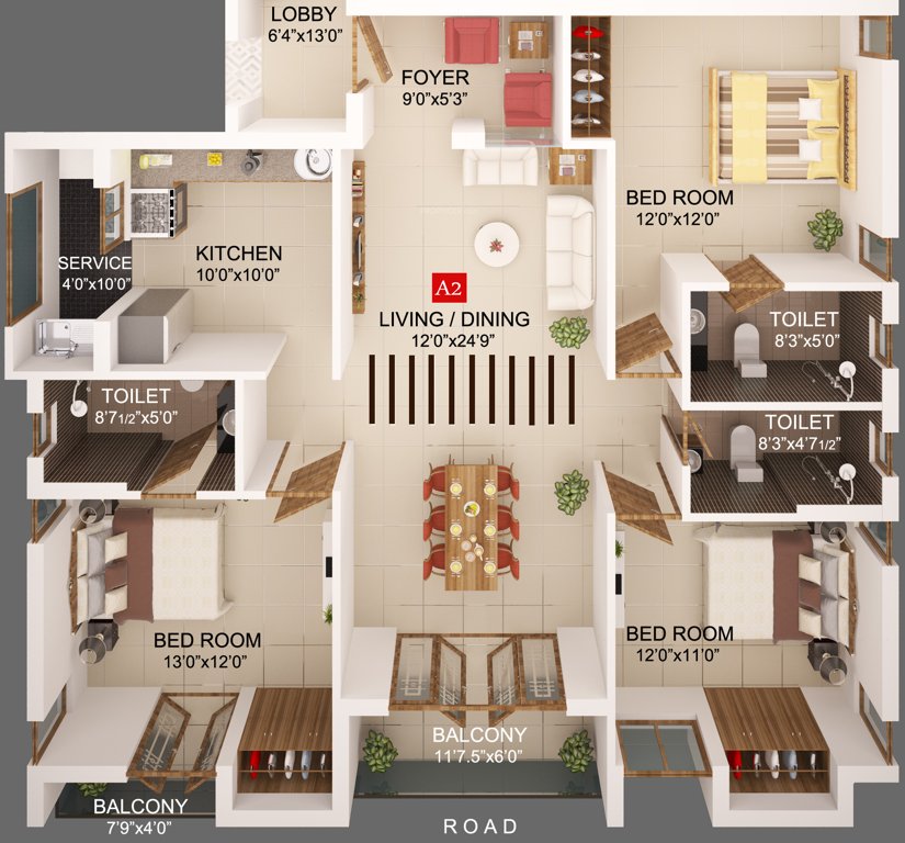 Acacia Krishna Kamalam (3BHK+3T (1,681 sq ft) 1681 sq ft)