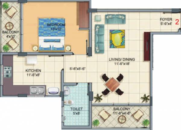 Nissi Ryana Horizon (1BHK+1T (820 sq ft) 820 sq ft)