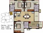 Sowparnika Projects Cannary (3BHK+3T (1,322 sq ft) 1322 sq ft)