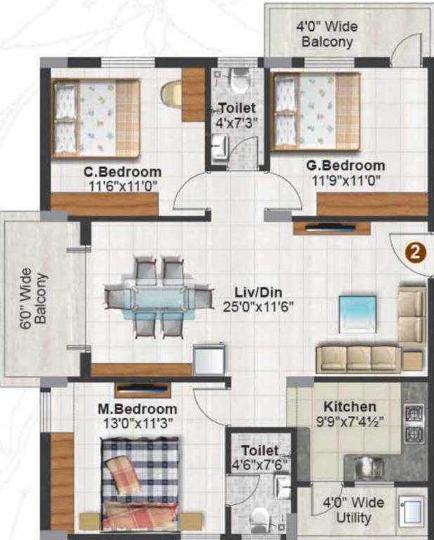 Pruthvi Raintree Abode (3BHK+2T (1,384 sq ft) 1384 sq ft)