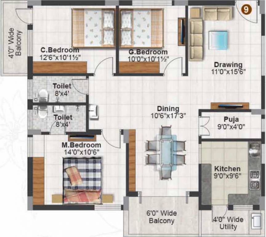 Pruthvi Raintree Abode (3BHK+2T (1,512 sq ft)   Pooja Room 1512 sq ft) Pruthvi Raintree Abode (3BHK+2T (1,512 sq ft)   Pooja Room 1512 sq ft)