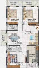 Pruthvi Raintree Abode (3BHK+2T (1,438 sq ft) 1438 sq ft)