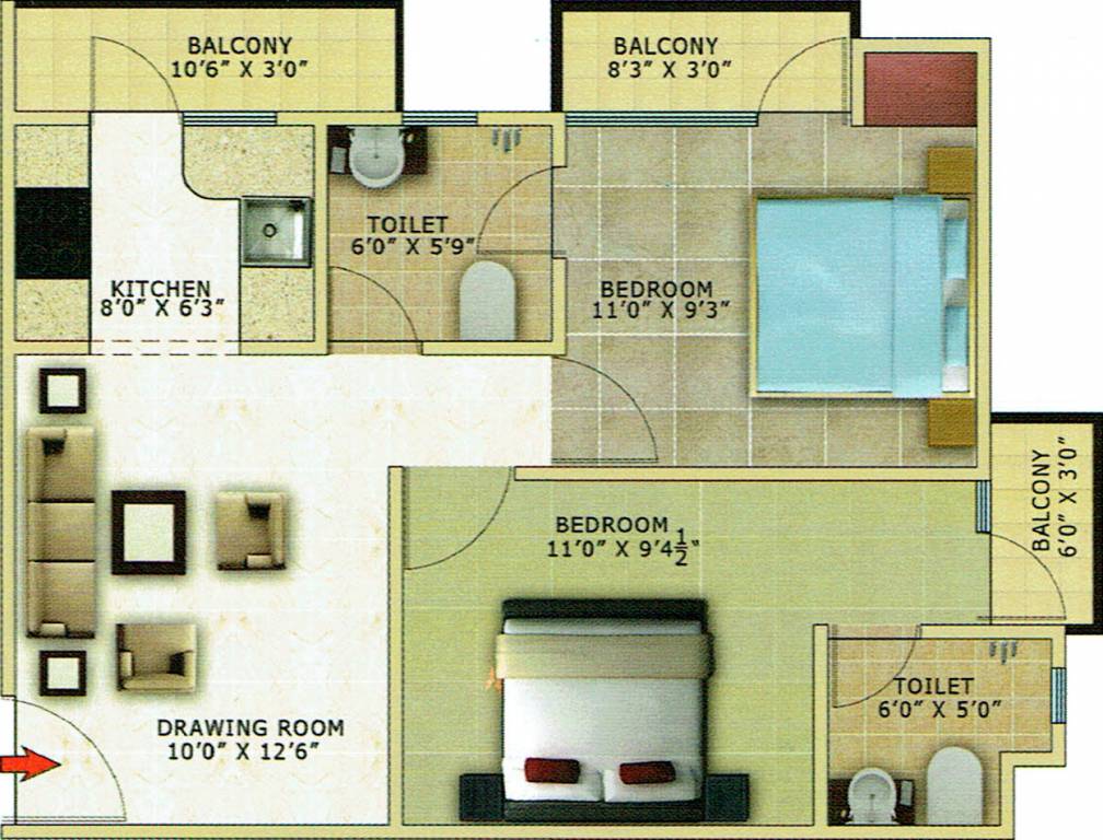 Builders Hi Tech Homes (2BHK+2T (900 sq ft) 900 sq ft)