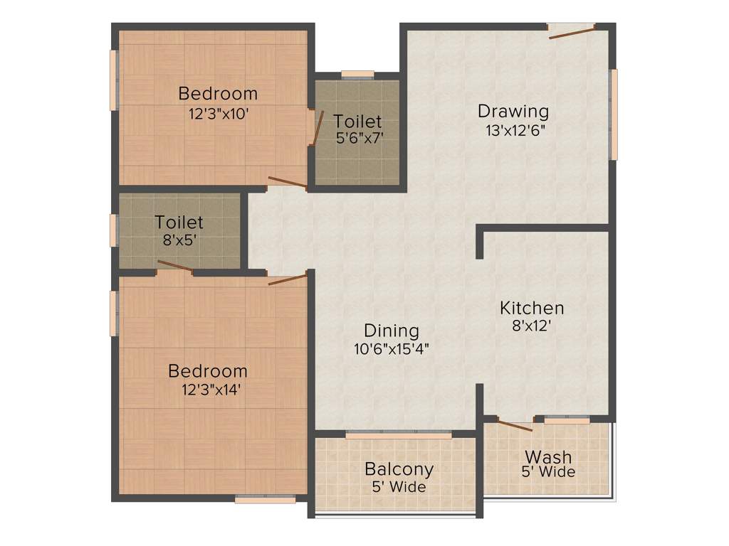 Srinidhi Sri Moonstone Park (2BHK+2T (1,206 sq ft) 1206 sq ft)