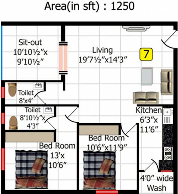 Shriya Sk Wonders (2BHK+2T (1,250 sq ft) 1250 sq ft)