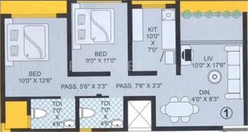 Gurukrupa Raj Hills (2BHK+2T (1,020 sq ft) 1020 sq ft)