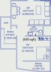 Paras Lifestyles Gulab Vatika Apartment (1BHK+1T (690 sq ft) 690 sq ft)