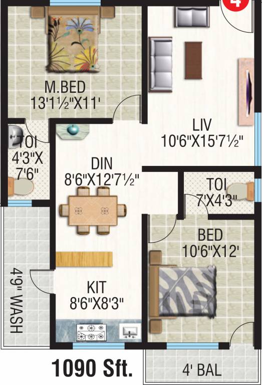 Riteway Apoorva Meadows (2BHK+2T (1,090 sq ft) 1090 sq ft) Riteway Apoorva Meadows (2BHK+2T (1,090 sq ft) 1090 sq ft)