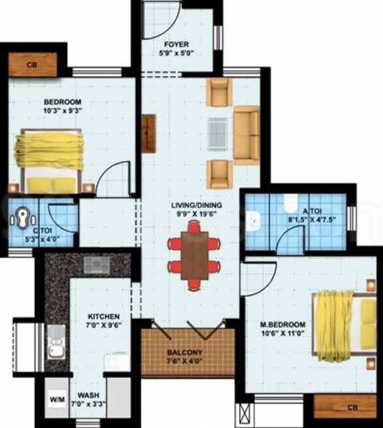 Alpha Kamban Estate Phase I (2BHK+2T (875 sq ft) 875 sq ft)