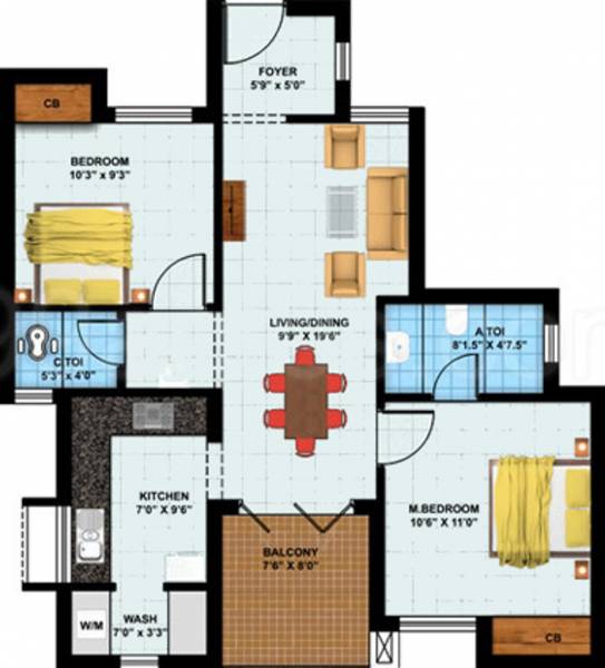 Alpha Kamban Estate Phase I (2BHK+2T (950 sq ft) 950 sq ft)