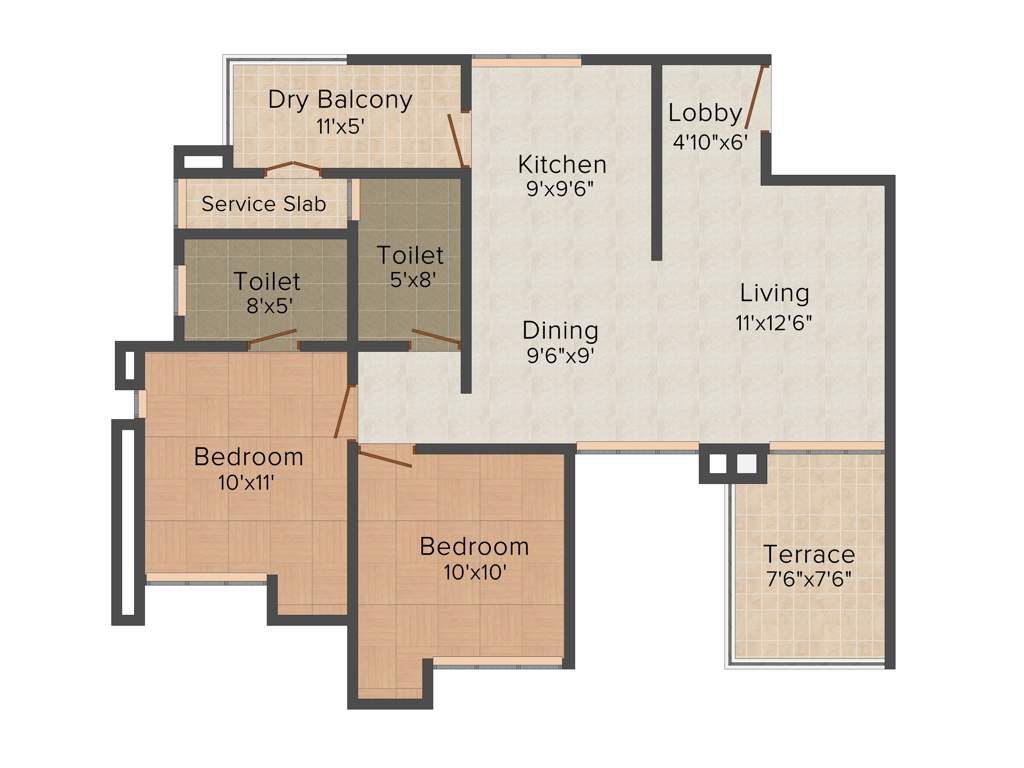 Nandan Carnival (2BHK+2T (1,007 sq ft) 1007 sq ft)