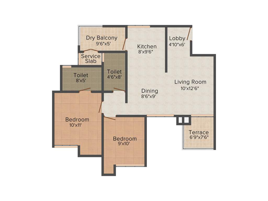 Nandan Carnival (2BHK+2T (927 sq ft) 927 sq ft)