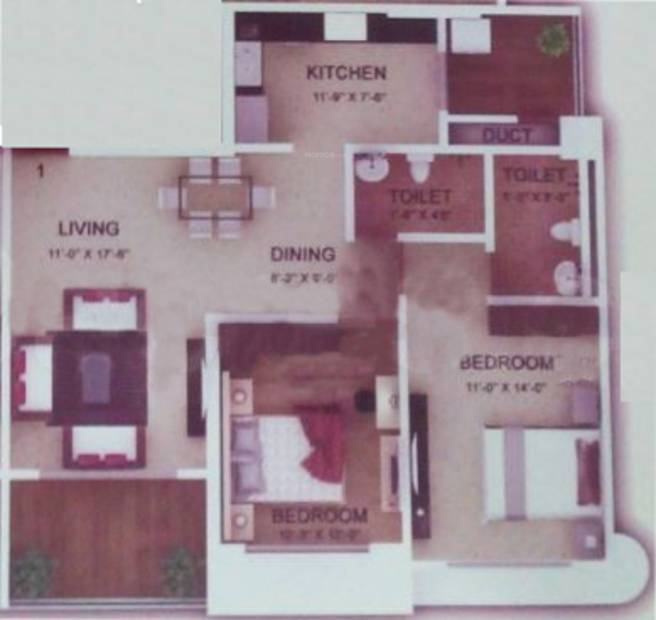  Garden Grove Phase 2 (2BHK+2T (1,300 sq ft) 1300 sq ft)