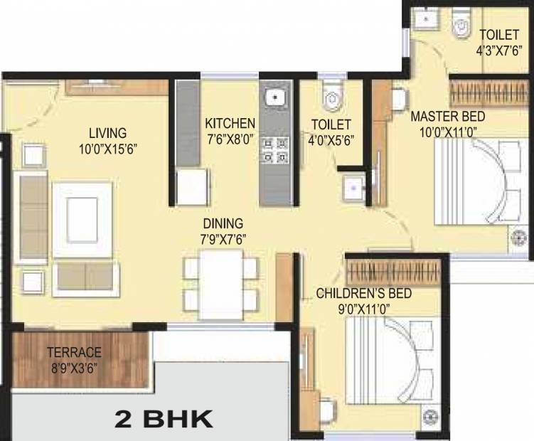 Samraat Symphony (2BHK+2T (1,011 sq ft) 1011 sq ft)