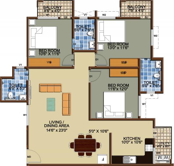 Confident Sagitta (3BHK+3T (1,531 sq ft) 1531 sq ft) Confident Sagitta (3BHK+3T (1,531 sq ft) 1531 sq ft)