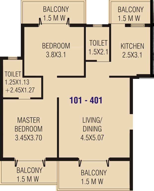 Four Perola (2BHK+2T (1,181 sq ft) 1181 sq ft)