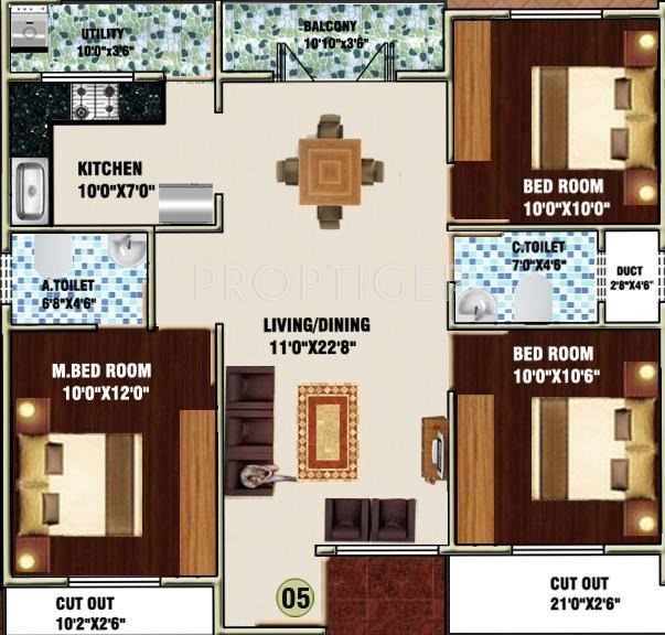 DS DSMAX SWASTIK (3BHK+2T (1,256 sq ft) 1256 sq ft)