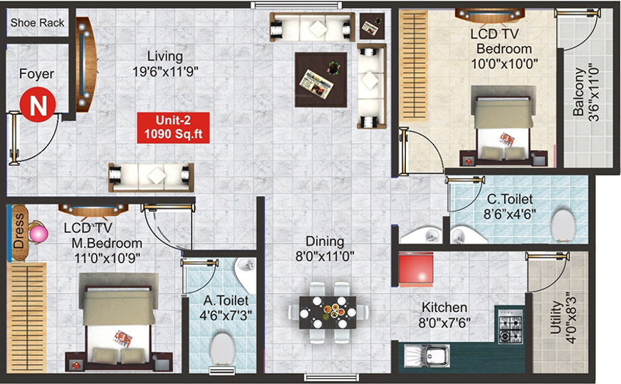 Shivaganga Galaxy (2BHK+2T (1,090 sq ft) 1090 sq ft) Shivaganga Galaxy (2BHK+2T (1,090 sq ft) 1090 sq ft)