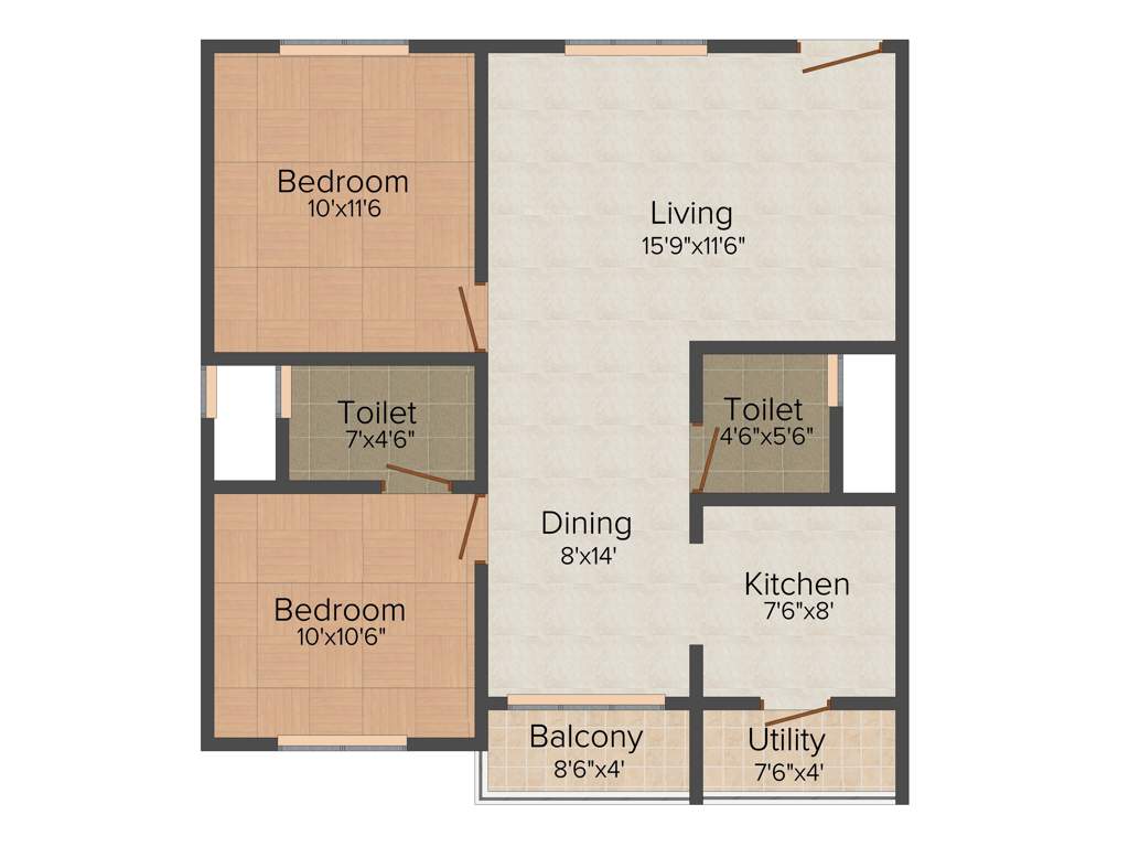 Shivaganga Splendour (2BHK+2T (965 sq ft) 965 sq ft)