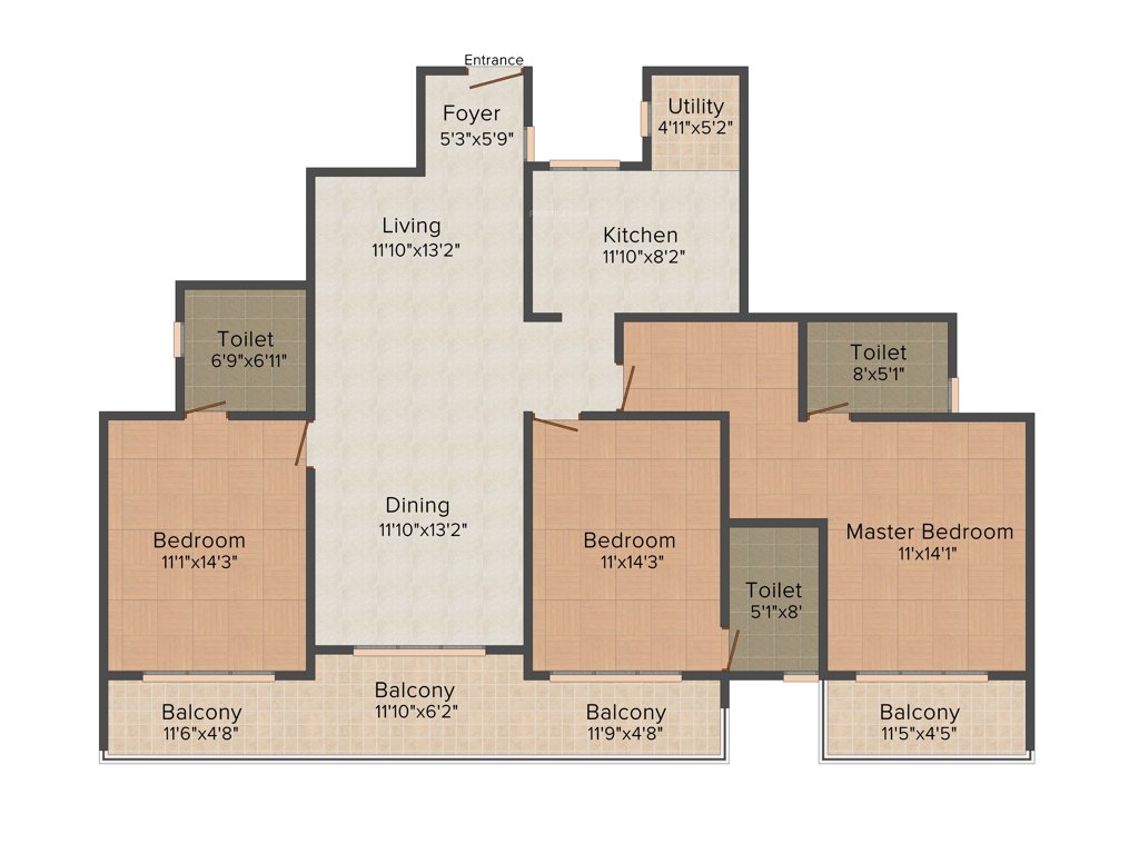 Griha Udyaan 1 (3BHK+3T (1,810 sq ft) 1810 sq ft)