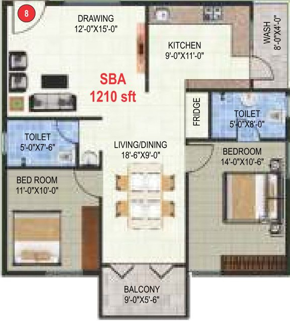 Garuda Garuda Blossom (2BHK+2T (1,210 sq ft) 1210 sq ft)