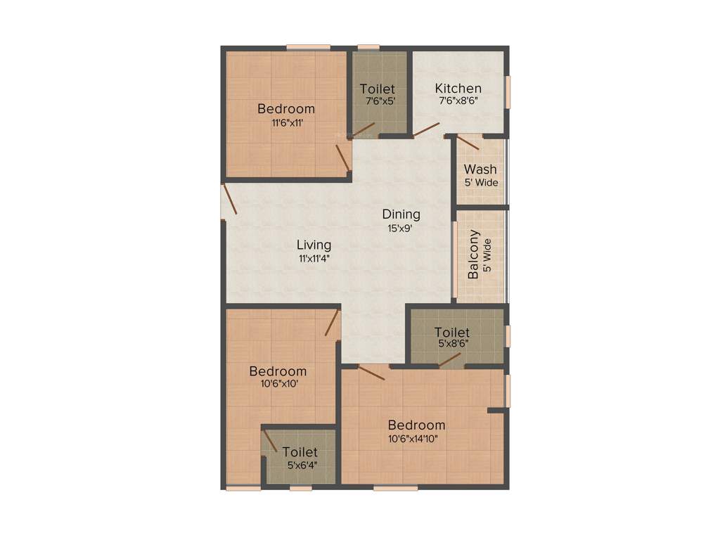 Garuda Garuda Estilo Homes (3BHK+3T (1,280 sq ft) 1280 sq ft)